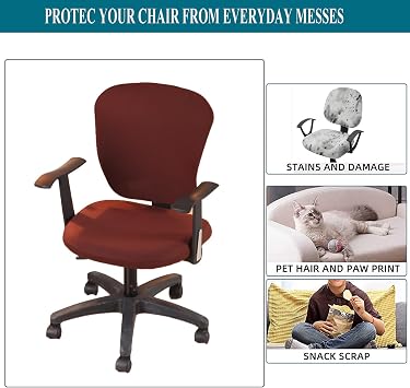 Office Computer Chair Cover Stretch Universal Jacquard Seat Slipcover 2 Piece for Desk Rotating Armless Chair, Removable Washable Anti-dust Chair