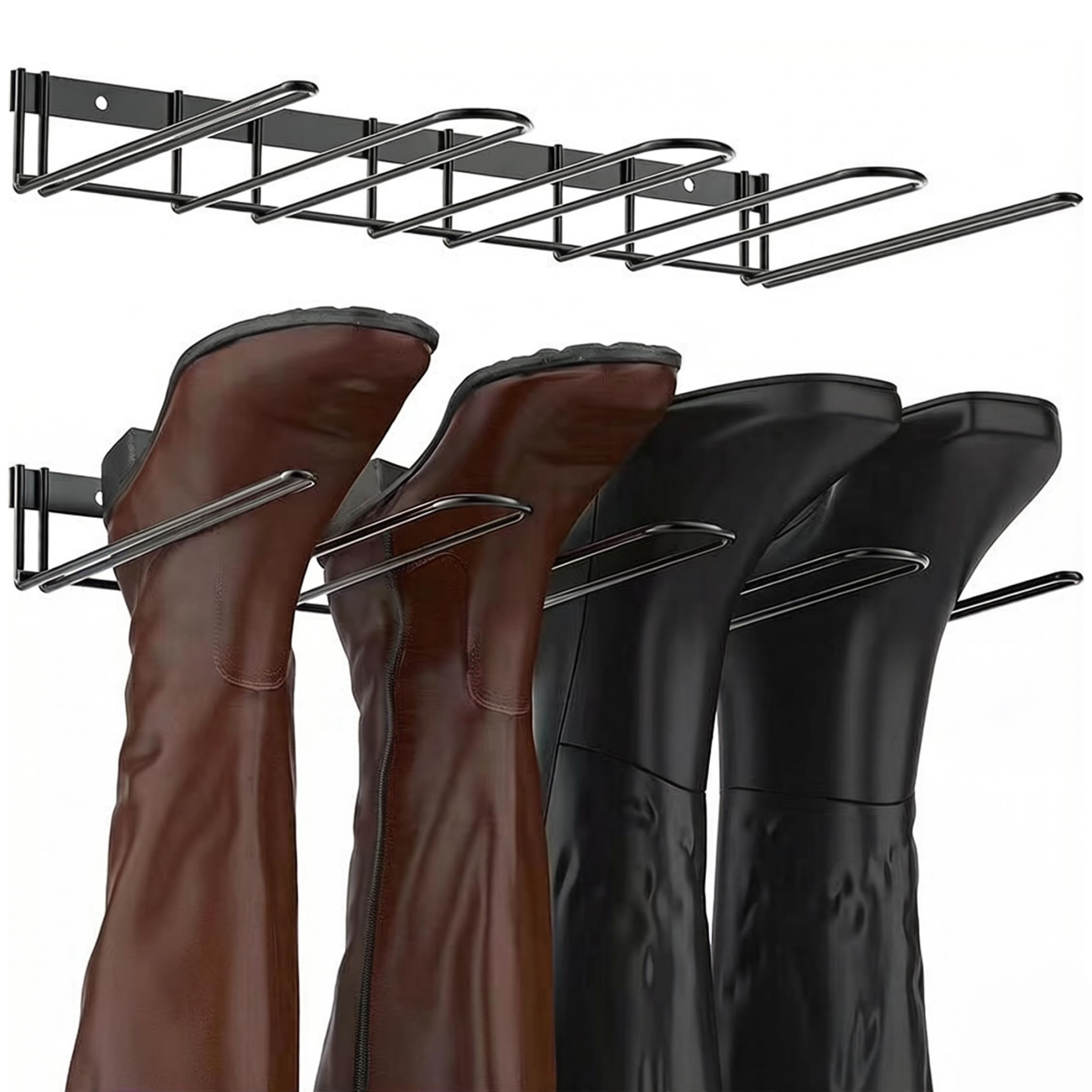 Monetais Cowboy Boot Rack, 2PCS Wall-mounted Boot Rack Organizer Tall Boots, Space-Saving Metal Shoe Hanger, Black, 15.75x9.84inch Cowboy