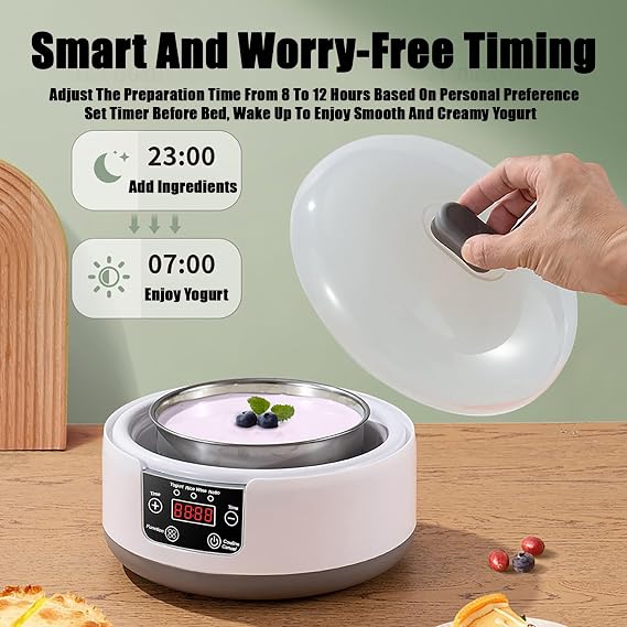 Yogurt Maker Machine 36 Hour, Probiotic Yogurt Maker with Temperature Control and 36 Hour Timer, 1.2L Yogurt Machine with LCD Display, Multi-Function Yogurt Machine for Home Use (With 5 Cups)