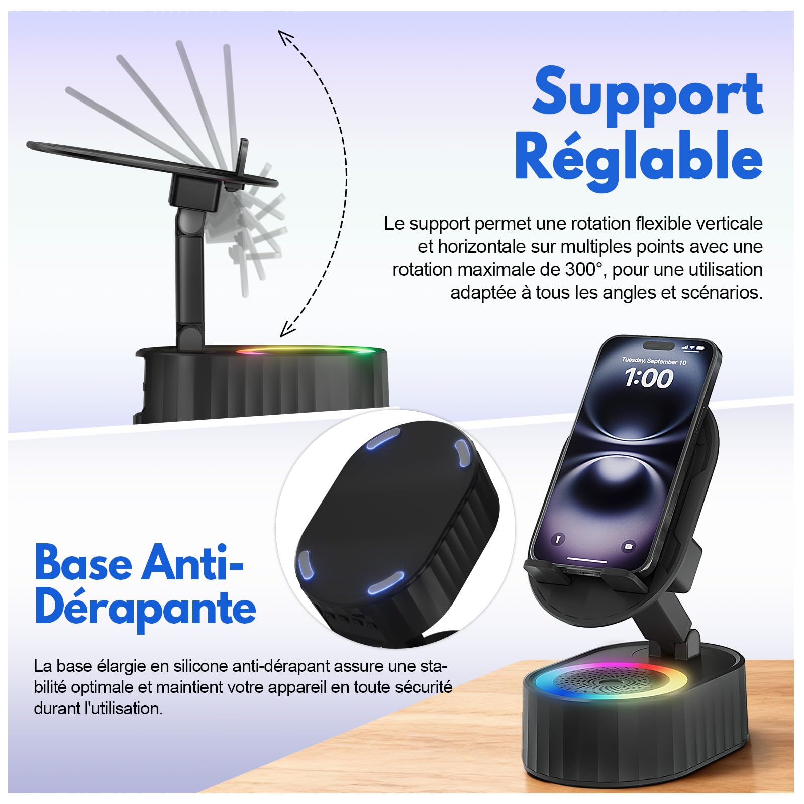 Lenski Cadeau Homme Original Utile, Cadeau Anniversaire Homme Papa Gadgets pour Homm e, 5-en-1 Enceinte Bluetooth Support Telephone, Cadeaux de Noël Originaux, Idee Cadea u Homm e Noel