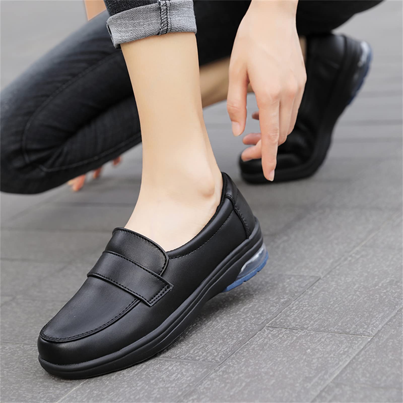 Zapatos De Trabajo Sin Cordones Mujer, Zapatos para Caminar De Enfermería Antideslizantes Cómodos Y Ligeros Mocasines