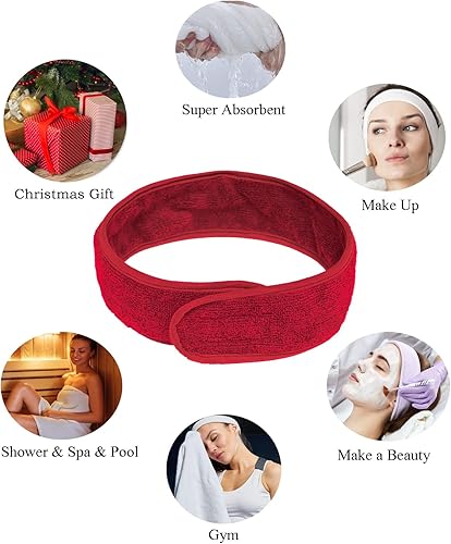 Miniatura 5 de Rubehoow Bata de baño para mujer con cierre de velcro ajustable con bolsillos y diadema facial