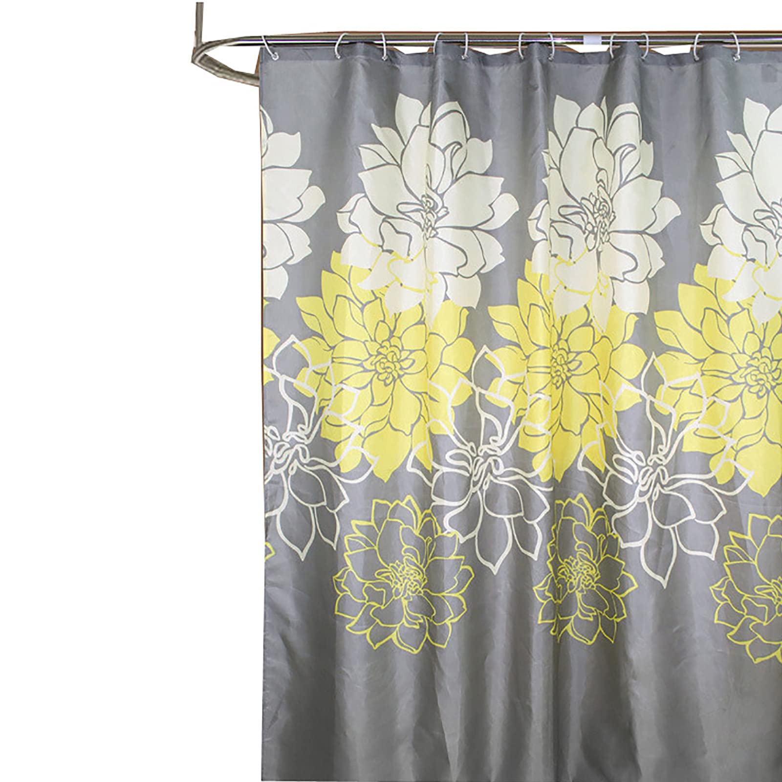 Rideau de douche pivoine jaune séchage rapide pour éviter les projections d'eau