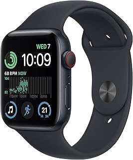 Apple Watch SE (2nd Gen) (GPS + Cellular 44mm) Midnight Aluminium Case with Midnight Sport Band, Regular (Renewed)