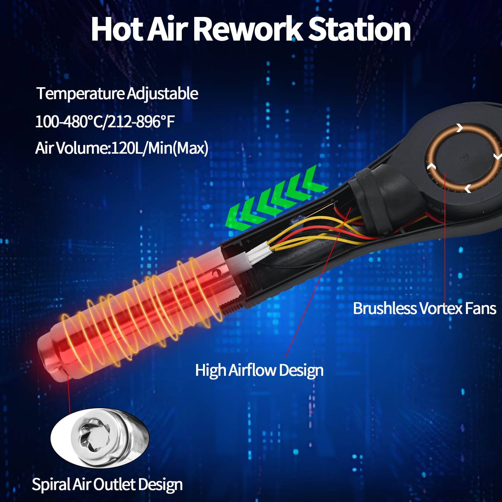 Stacja lutownicza na gorące powietrze, 700 W, stacja lutownicza 2 w 1, regulacja temperatury 200°C~480°C, 8586, elektryczny cyfrowy wyświetlacz, pistolet grzewczy, pistolet na gorące powietrze,