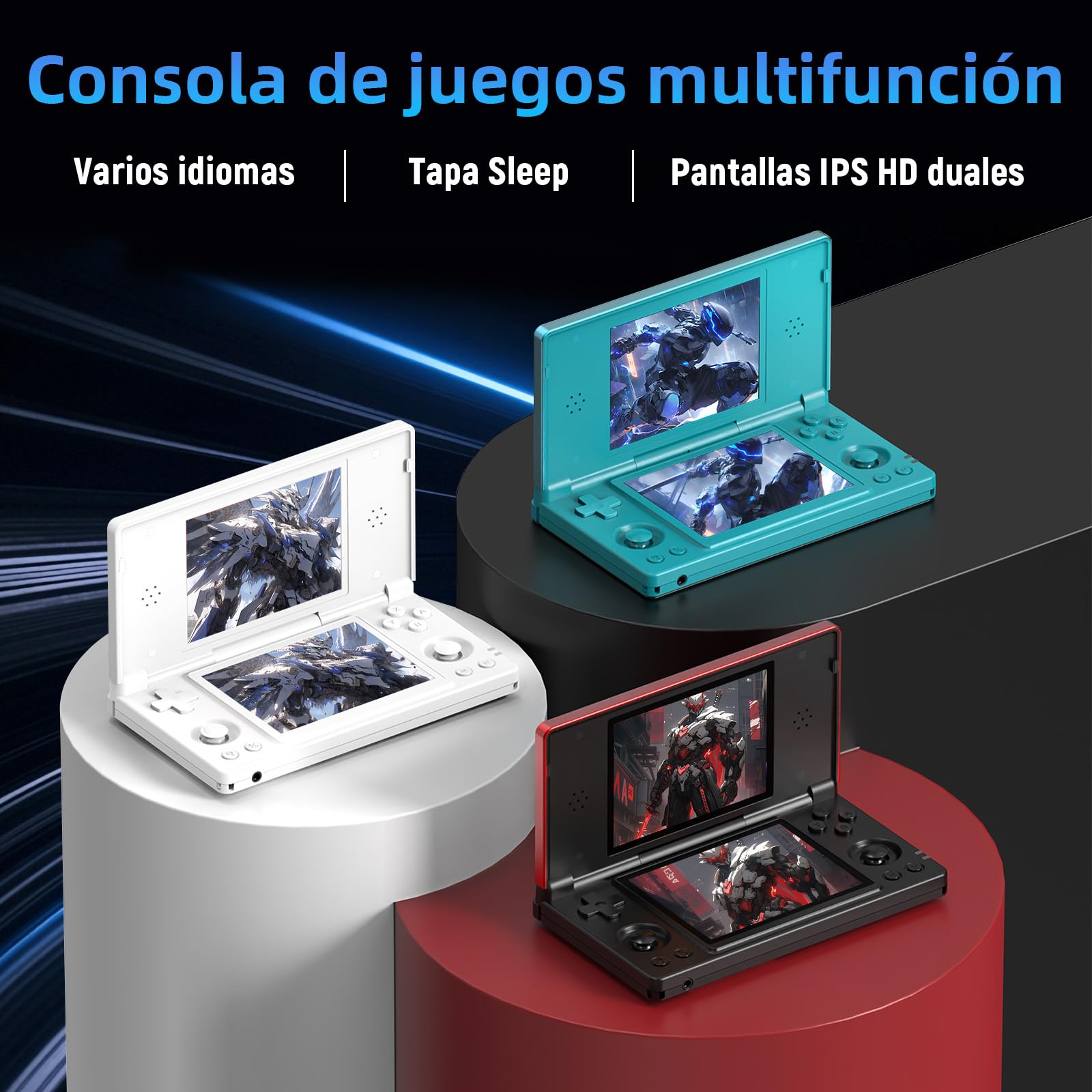 RG DS Android 14 Consola Portátil Retro con Función IA, Emulador Portátil con 25+ Emuladores, Pantalla IPS OCA de 4,0 Pulgadas, WiFi Bluetooth Salida TV HD, Lápiz Óptico (Sin Tarjeta, Azul)