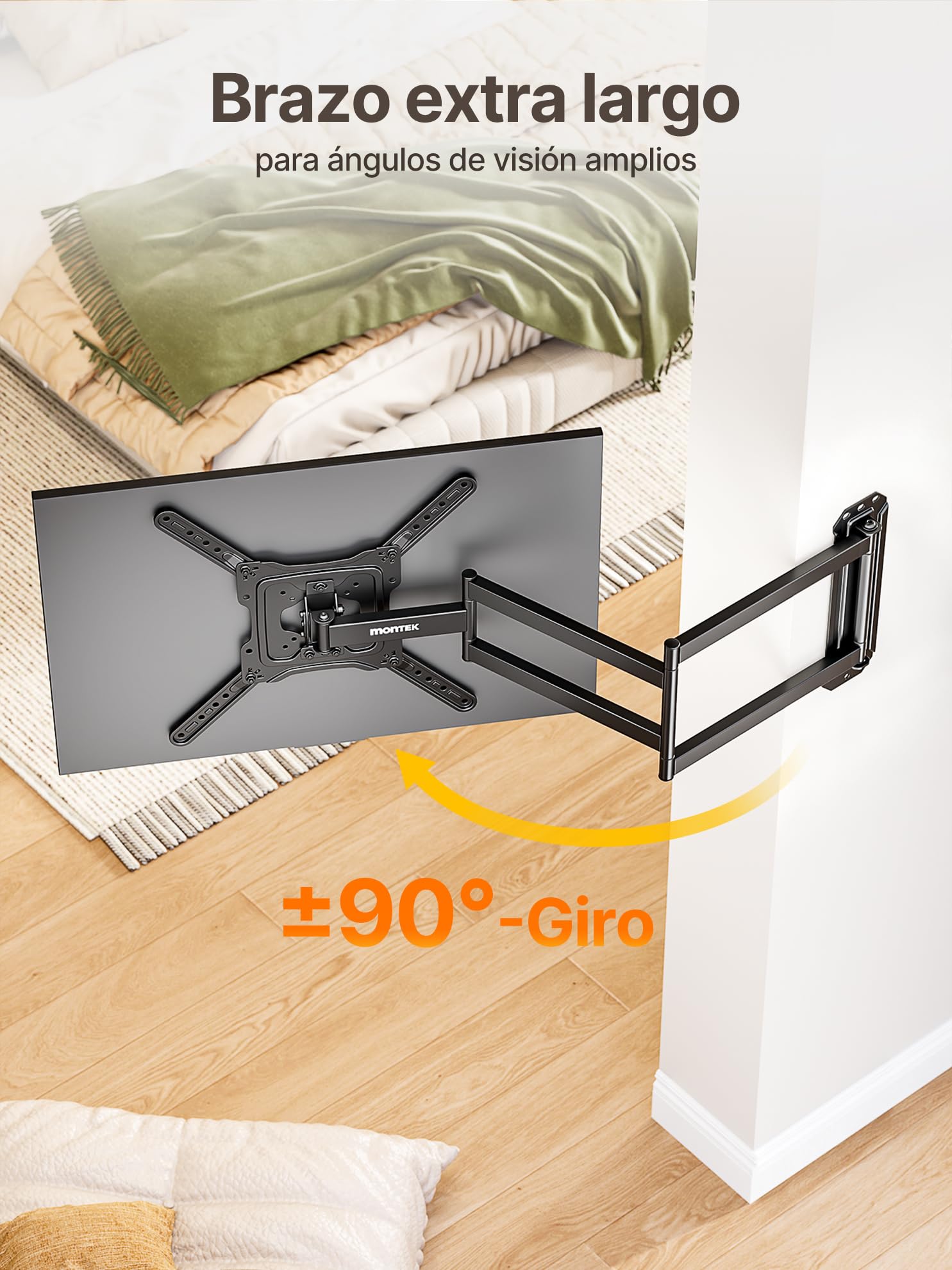 monTEK Soporte TV de Pared 23~65", VESA 400×400mm máx. Carga máx.35kg | Soporte De Televisor De Pared, Soporte De Pared,Brazo 946 mm,Inclinación,Rotación,Placas de pantalla/Incurvés
