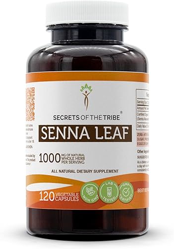 Secrets of the Tribe Senna Leaf 120 cápsulas, 1000 mg, hoja de sena (aljandrina) hoja seca (120 cápsulas)