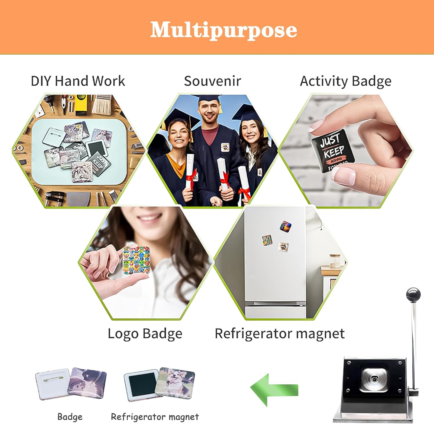 2X2 Inch DIY Square Fridge Magnet Maker Kit with Paper Cutter, 200 Sets of Consumables,100 Sheets of Photo Paper