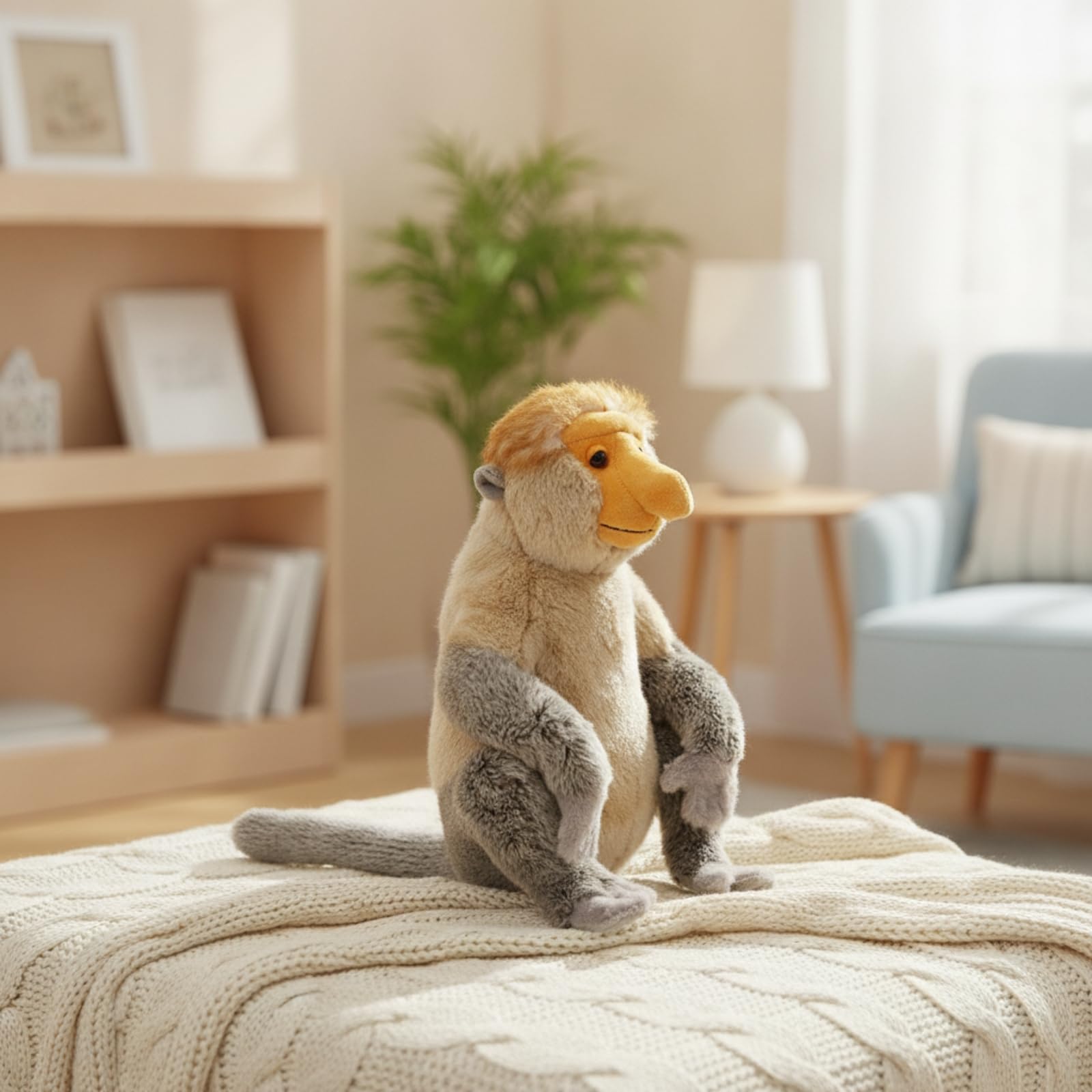 Peluche di Scimmia dal Lungo Resistente al Pilling Scimmia di Peluche con Coda Estesa per Camera da Gioco,