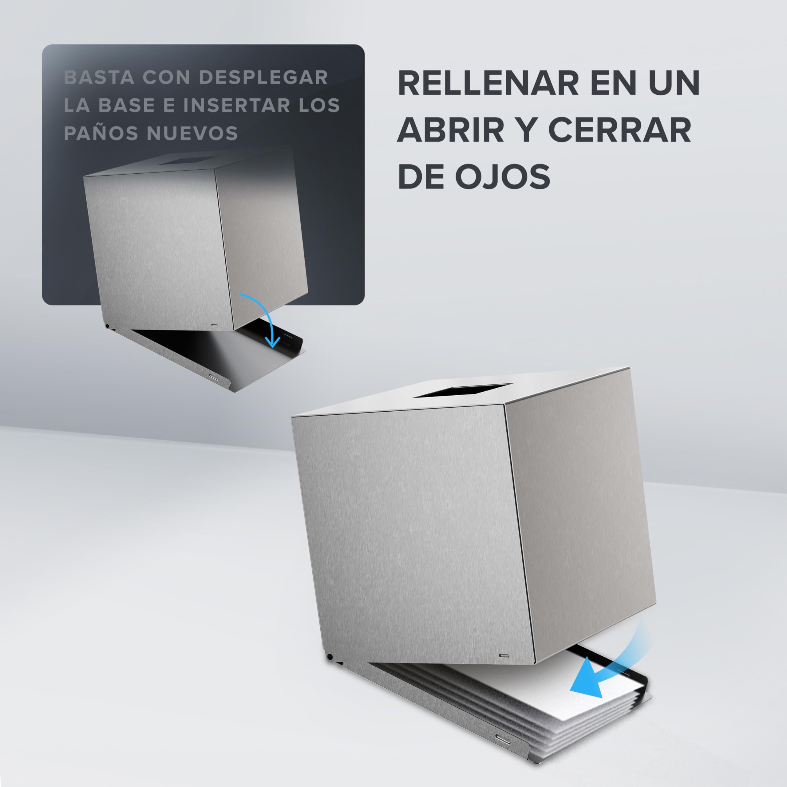 ovimar Caja Cuadrada para pañuelos cosméticos Svitringen | Acero Inoxidable | Plata dispensador de pañuelos, Toallas de Papel o pañuelos cosméticos | para baño, Cocina o Mesa de Comedor