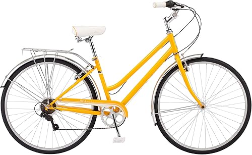 Miniatura 6 de Schwinn Wayfarer Bicicleta híbrida para adultos, estilo retro, opción de cuadro de paso o paso a través, transmisión de 7 velocidades, estante