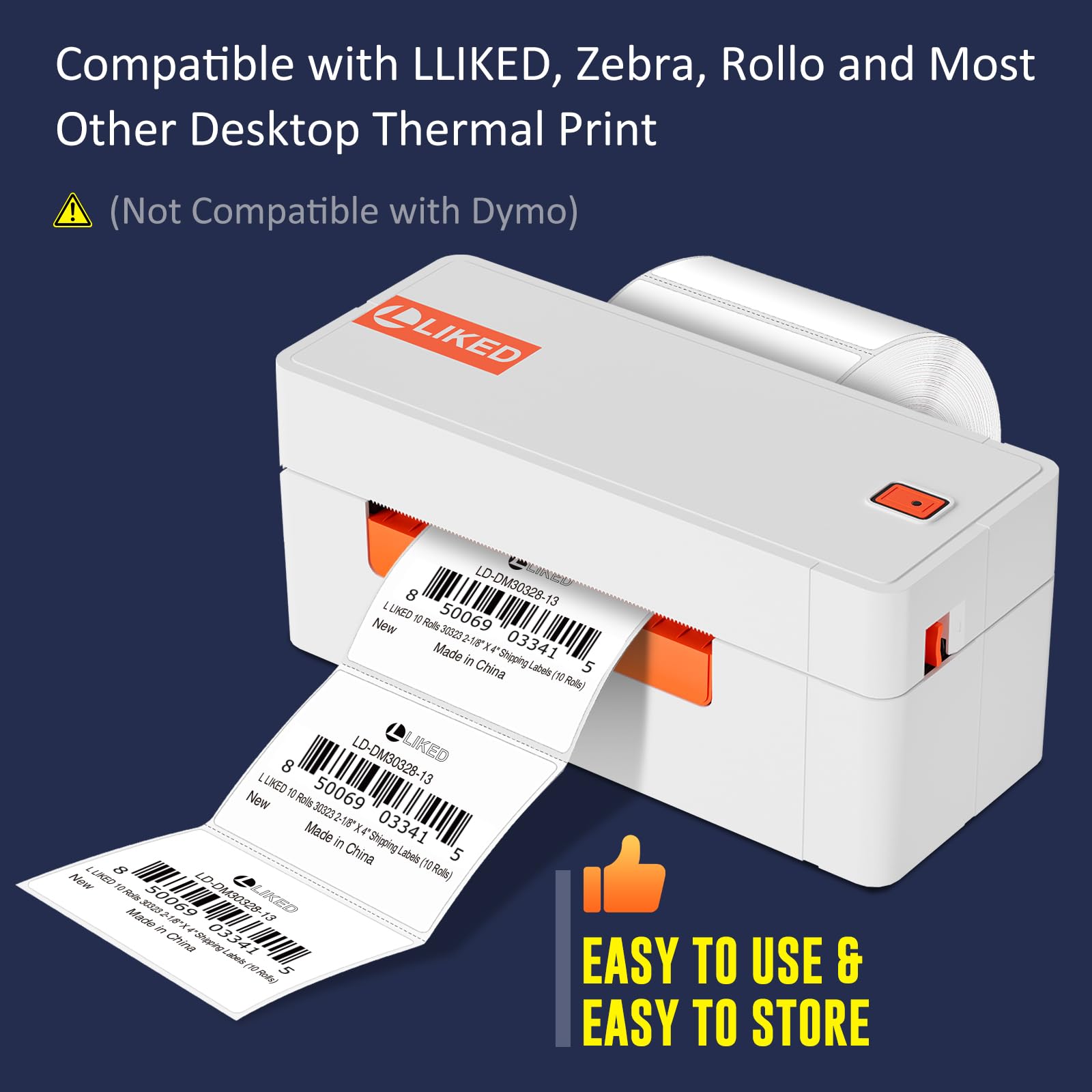 L LIKED Thermodirekt-Etiketten, 7,6 x 5,1 cm, perforiertes Barcode-Versandetikett, kompatibel mit Rollo, Zebra und anderen Desktop-Druckern (1 Rolle, 700 Etiketten)