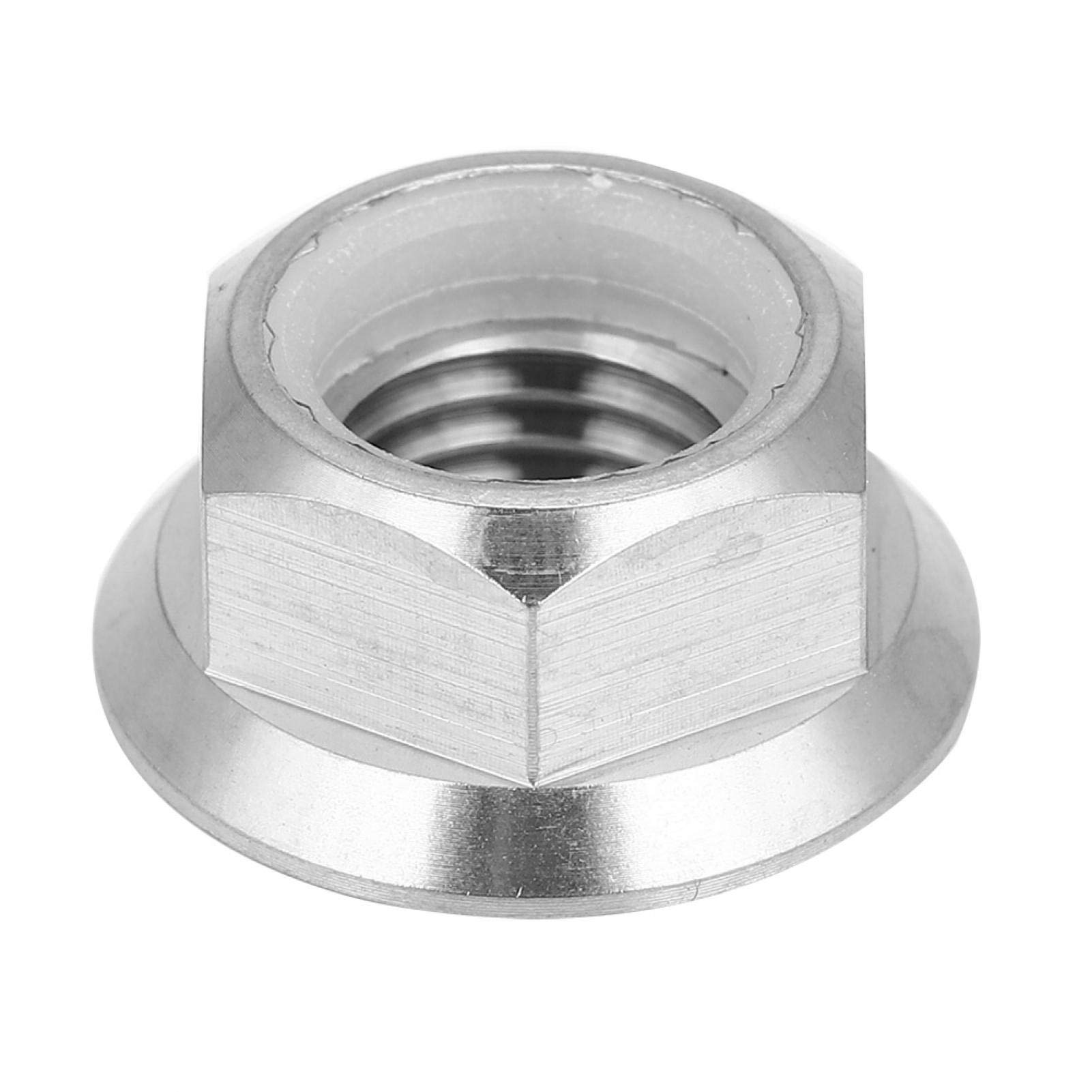 Bike Wheel Nut and Washer, Bicycle Axle Nuts Replacement Unisex Hub Large Flange Stainless Steel Fastener Washer Accessories for M6 M8 M10 M14 Front and Rear Mountain Cycling (M10X1.25)