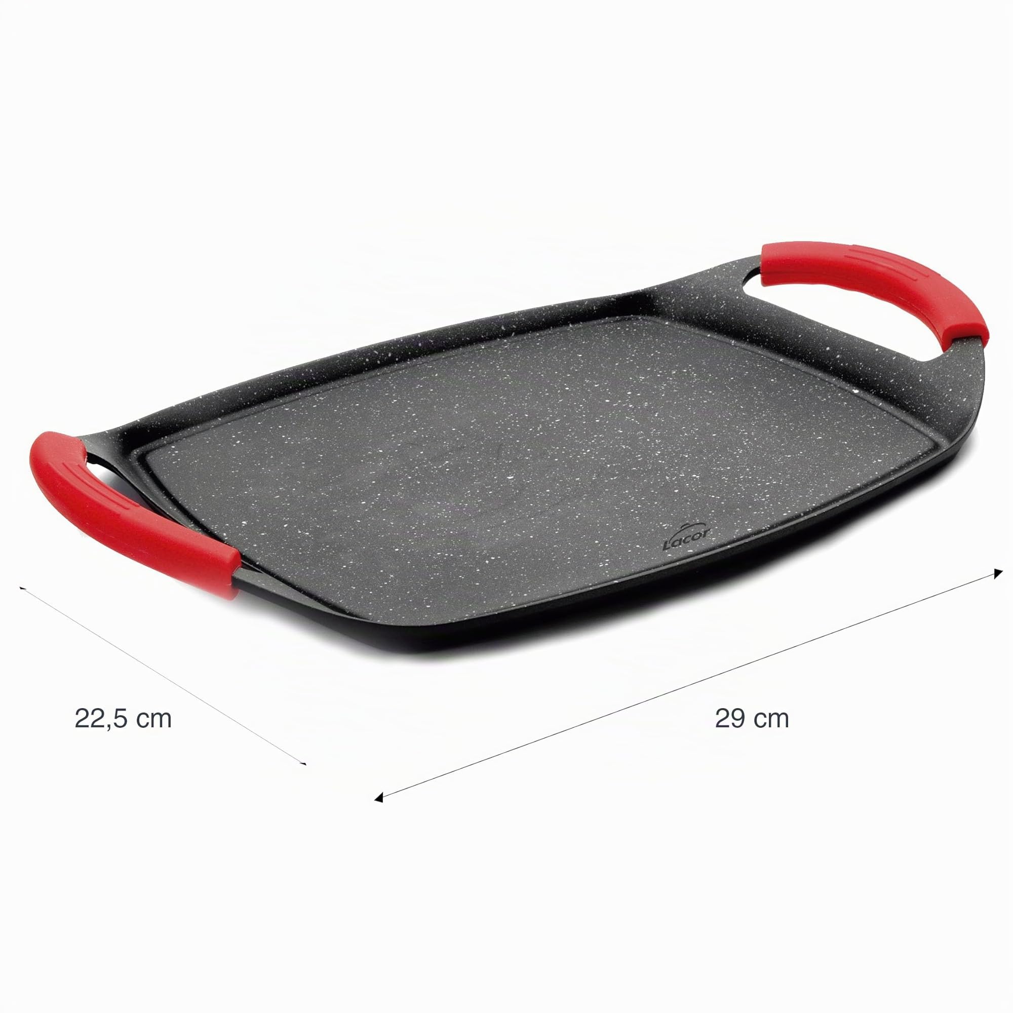 Lacor 25536 - Grill en pierre écologique 29x22,5 cm, aluminium coulé, Ful | Ustensile professionnel durable; conçu pour un rendement optimal y nettoyage rapide et facile au lave-vaisselle