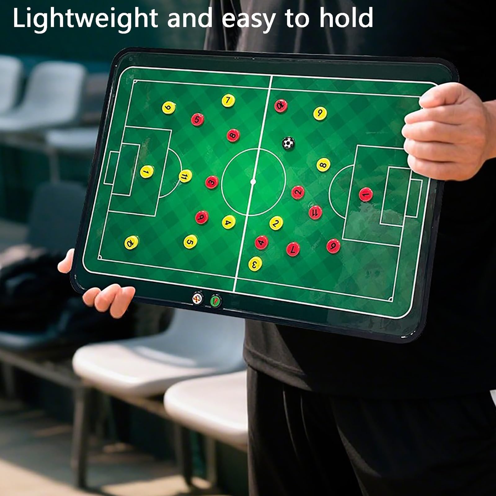 Lavagna per Allenatori di Calcio, Cartellina Allenatore con Penna, Pedine Magnetiche, Facile da Scrivere e Cancellare, Design a Doppia Faccia, con Borsa per Il Trasporto