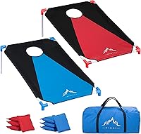 HimalOutdoors Portable PVC Cornhole Set - 3x2 ft Boards, 8 Bean Bags, Carrying Bag - Quick Setup Blue/Red