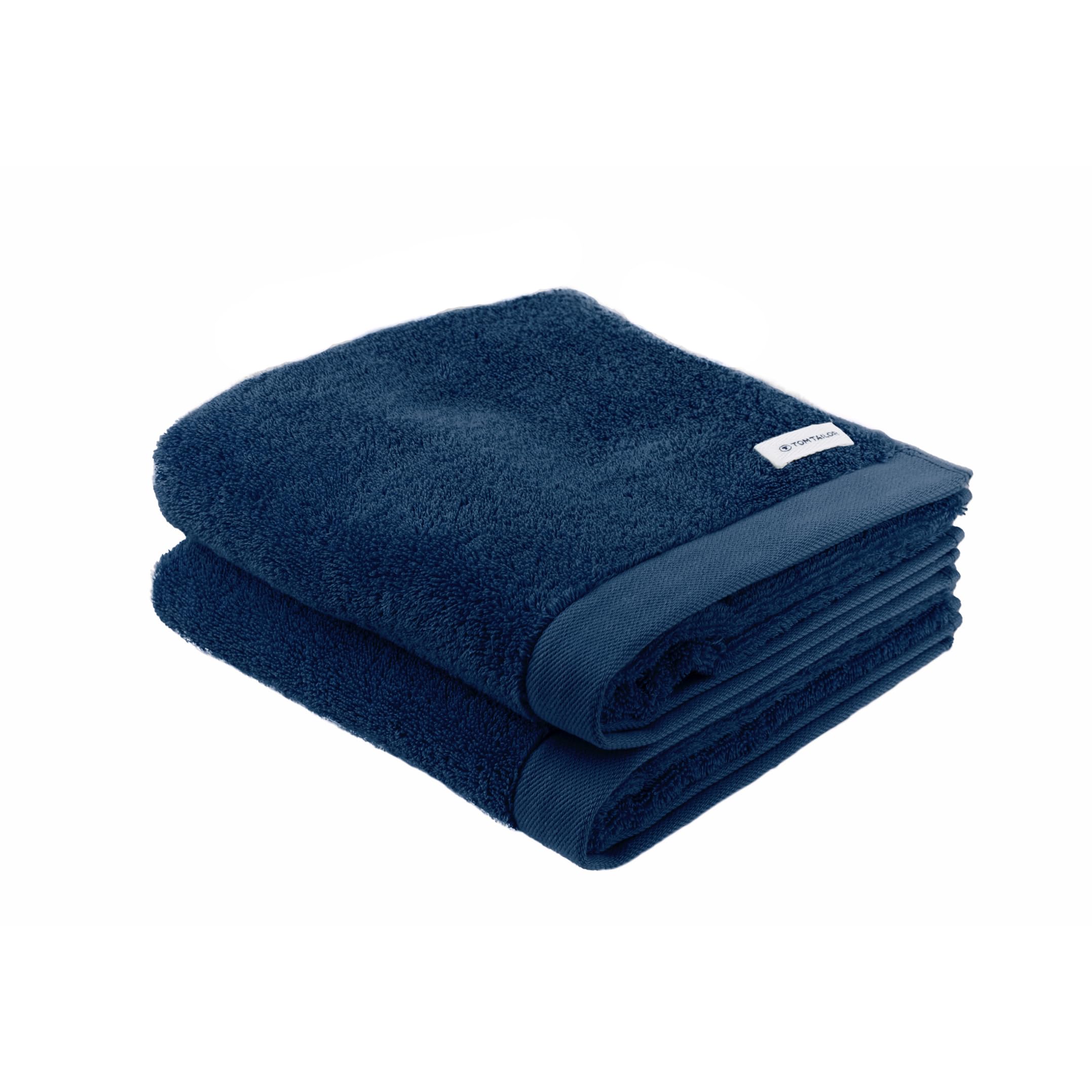 Tom Tailor Blue Herding Hand Towels, Set Of 2, 50 X 100 Cm, 100% Cotton/Terry Cloth With Hanger And Label With Logo, Colour Bath Towel (Dark Navy)