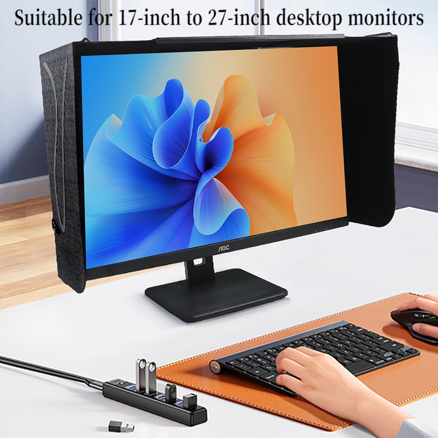 Parasole Per Monitor,17-27 Pollici Coprimonitor Regolabile Parasole per Schermo,per Cornice Esterna del Monitor, Offre Protezione Della Privacy