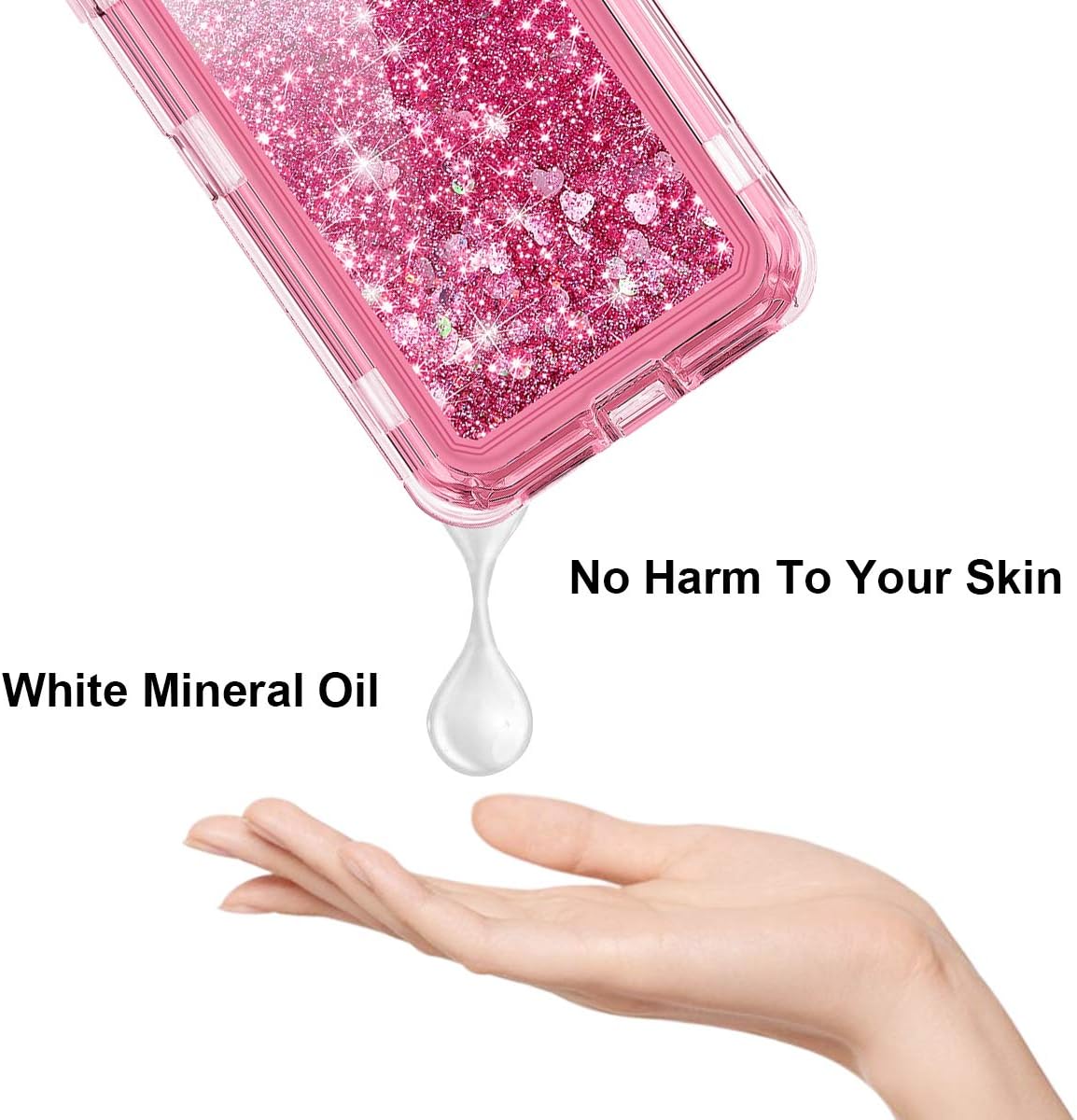 JAKPAK iPhone 6 Case, iPhone 6S Case Shockproof Glitter Flowing Liquid Bling Sparkle Cover for Girl Woman Heavy Duty Full Body Protective Shell for iPhone 6S iPhone 6 4.7 inches Pink