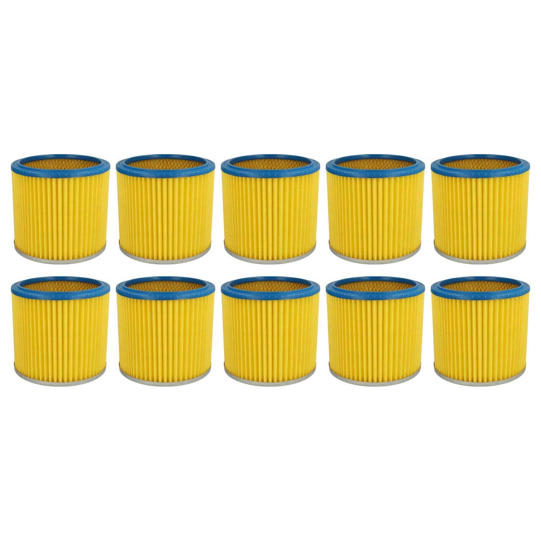 vhbw 10x Faltenfilter kompatibel mit FAM Aquavac Staubsauger | Patronenfilter Blau Gelb