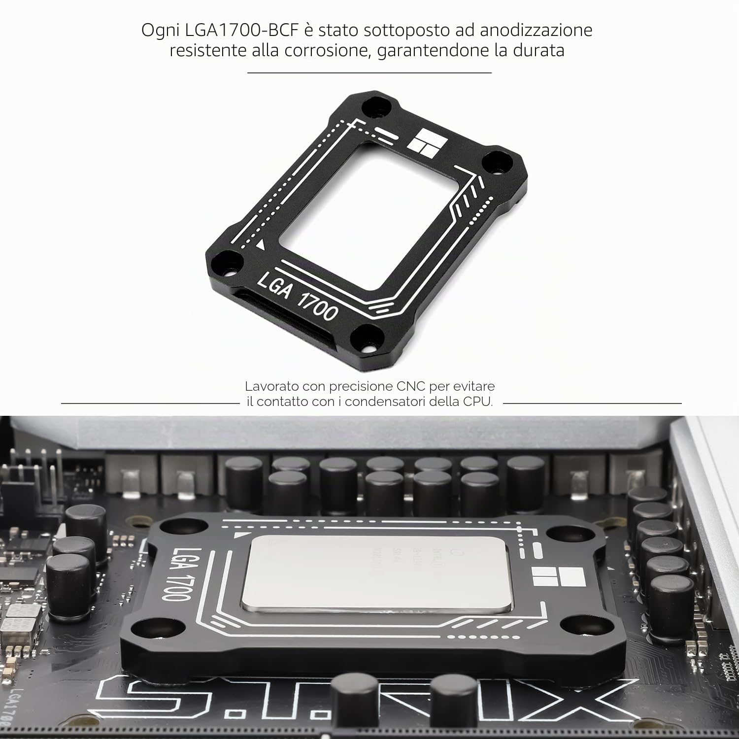 Thermalright LGA1700-BCF Nero V2 Fermo CPU, Intel 12/13/14th Anti-Bend Retainer, LGA1700 CPU, LGA17XX Correttivo CPU Bend Retainer, Standard per dissipatori di calore (LGA1700 BCF Nero V2)