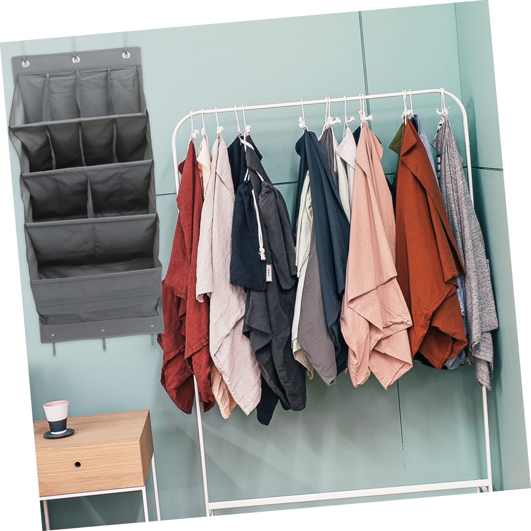 Happyyami 1Set Multi Layer Closet Hanging Pouch Over The Door Storage Organizer for Shoes Craft Supplies and Essentials Easy Install No Tools Needed Grey