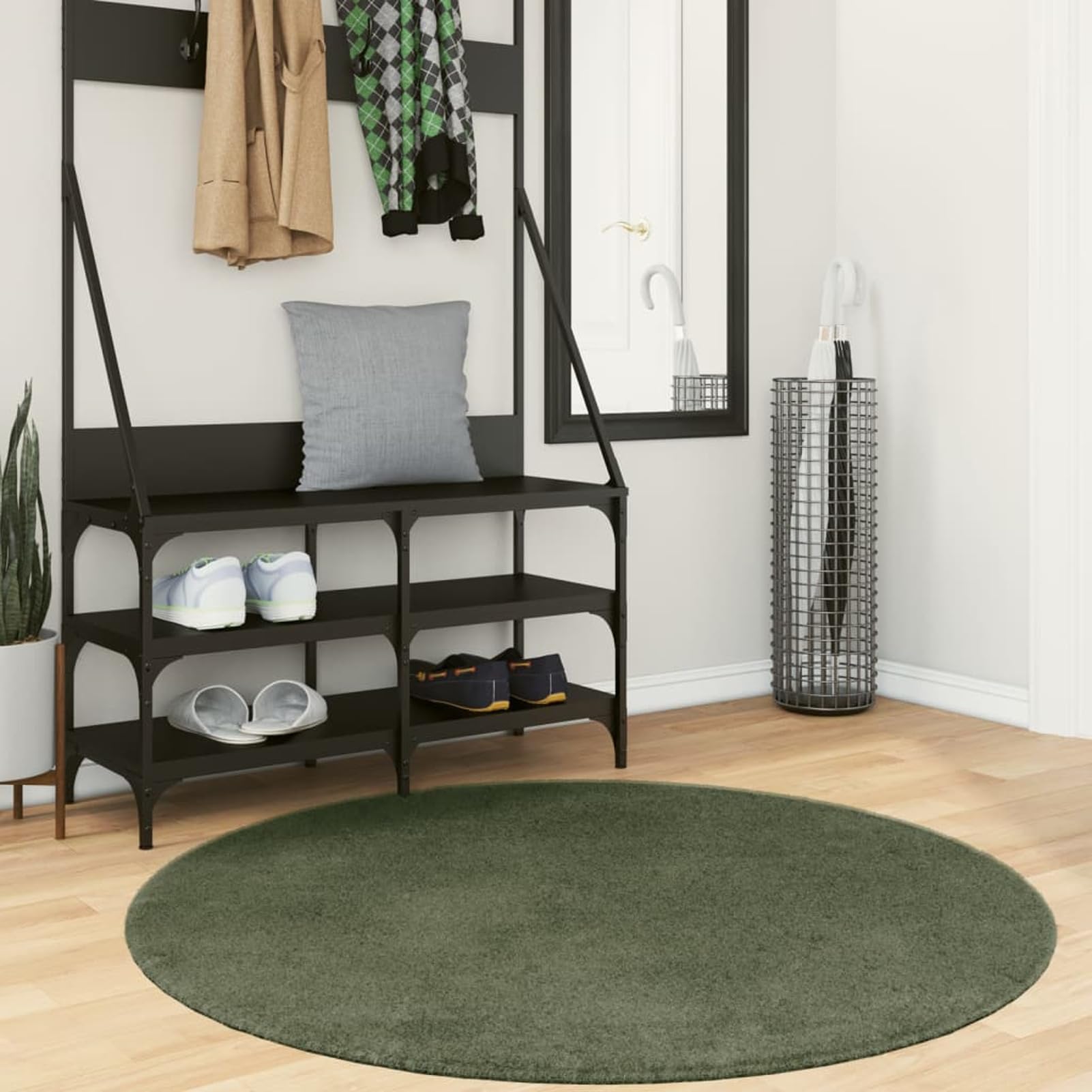 Tapis de sol rond vert forêt HUARTE Tidyard pour balcon et terrasse