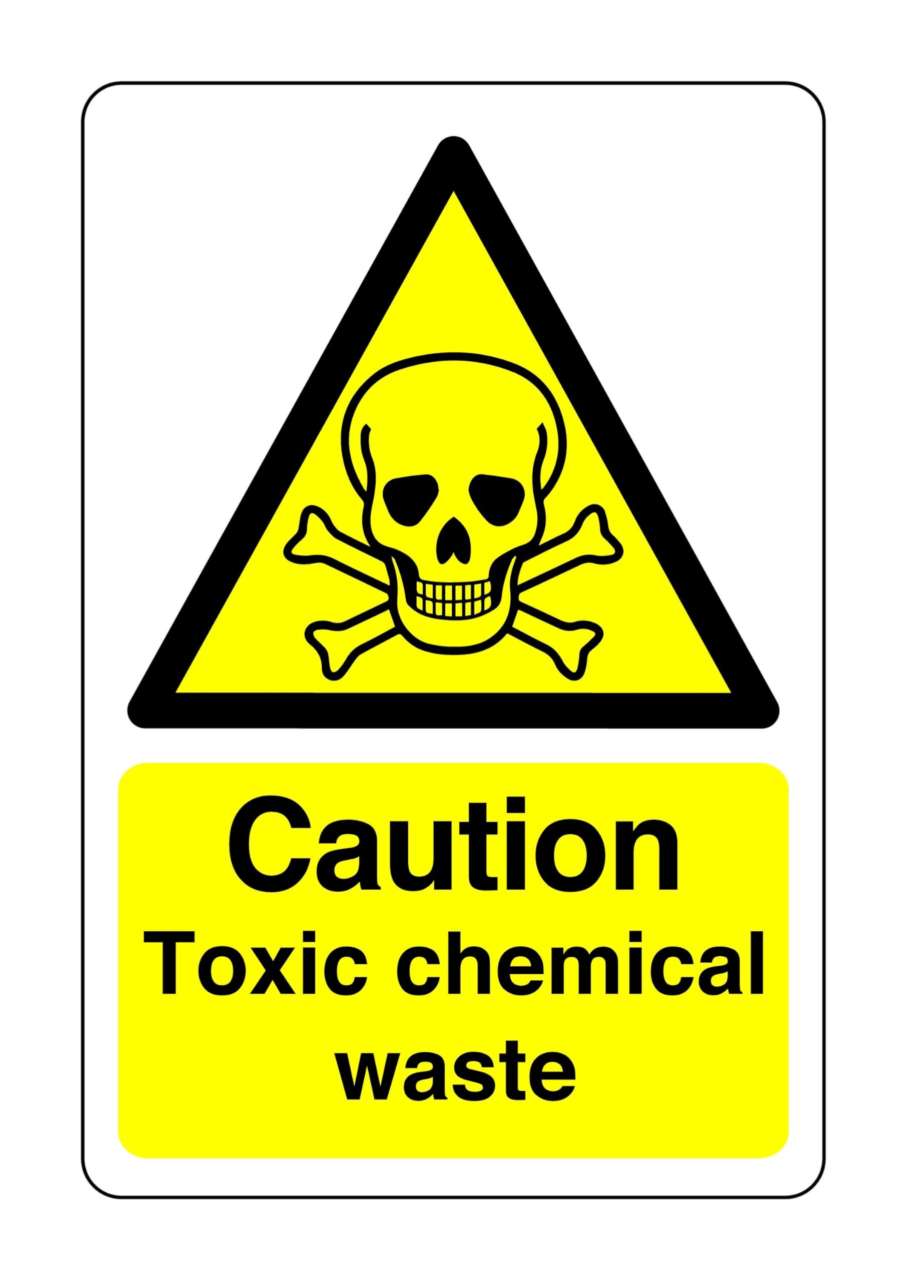Safety First Display Ltd Yellow/Black Caution Toxic Chemical Waste Sign - Corrosive, Hazardous, Chemicals, Harmful, Irritant - 1.2Mm Rigid Plastic For Indoor/Outdoor Usage (200Mm X 150Mm) Viewing Distance Within 5M.