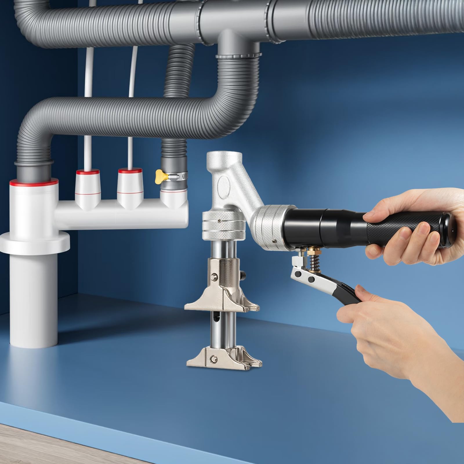 Hydrauliczne szczypce zaciskowe do rur miedzianych, uniwersalne szczypce do rur sanitarnych, wytrzymałe narzędzie do bezpiecznego łączenia rur i złączek