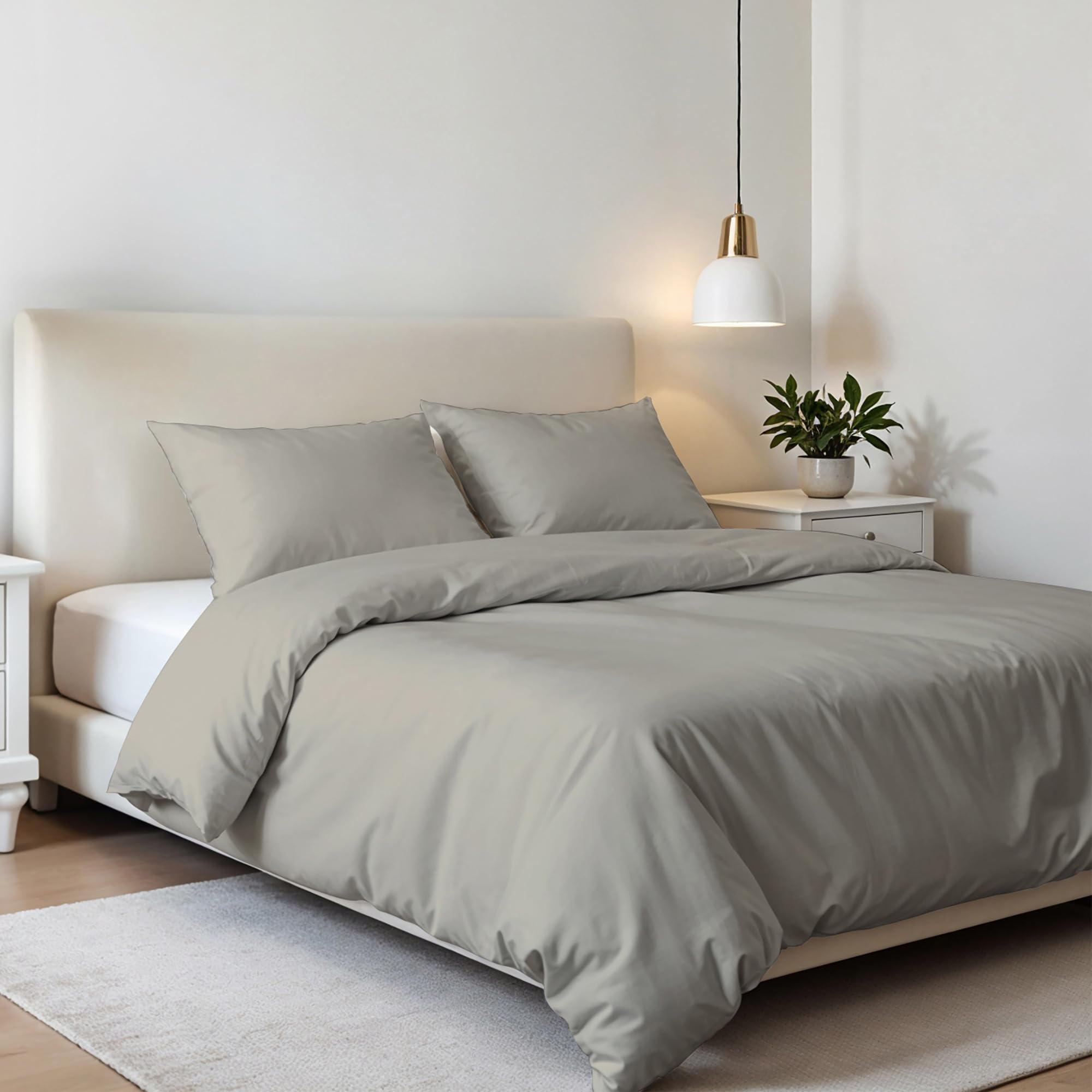 Elegant Microfibre Double Duvet Cover Set, Made in Italy – Duvet Cover Set – Duvet Cover 250 x 200 cm with Flap and Pillow Cases, Light Grey, Double