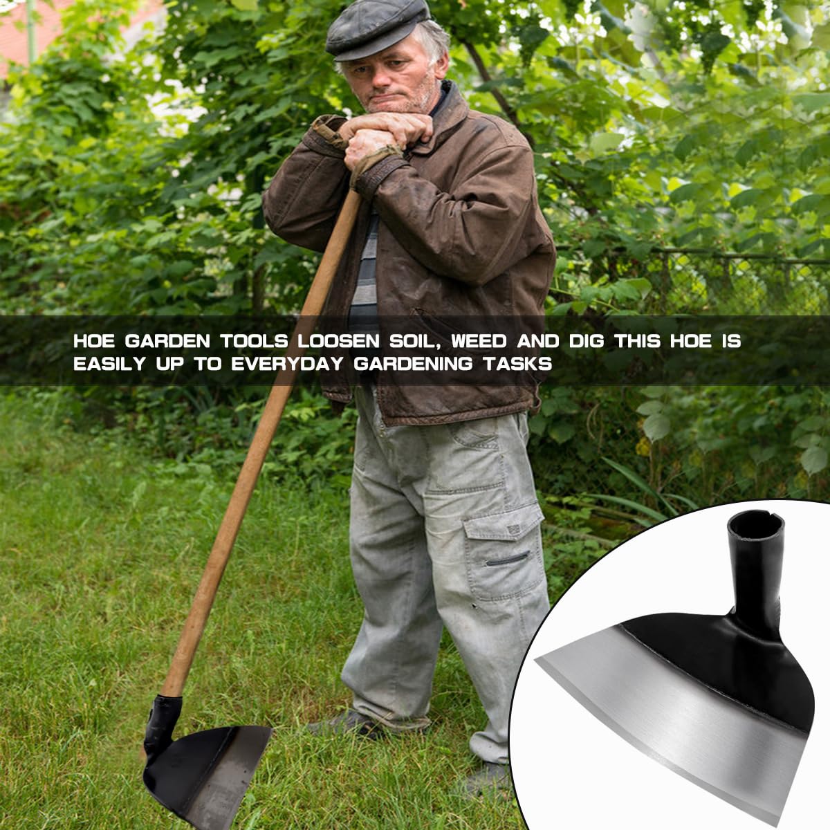Cabezal de repuesto para azada de mano – Azada de ojo redondo para jardinería, excavación, deshierbe y aflojamiento del suelo, cabeza de azada de mano para agricultura (tamaño de 23,5 cm)