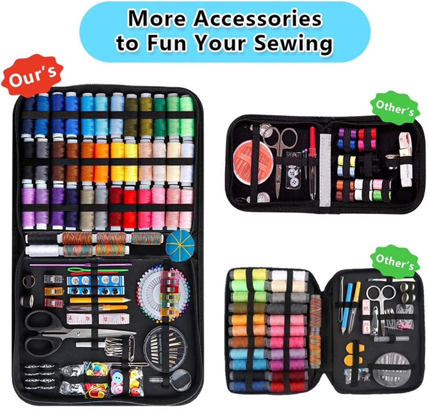 226Pcs Sewing Kits for Adults Portable Travel Family Needle and Thread Kit Accessories for Beginner, Kids, Emergency DIY Sewing Supplies Organizer