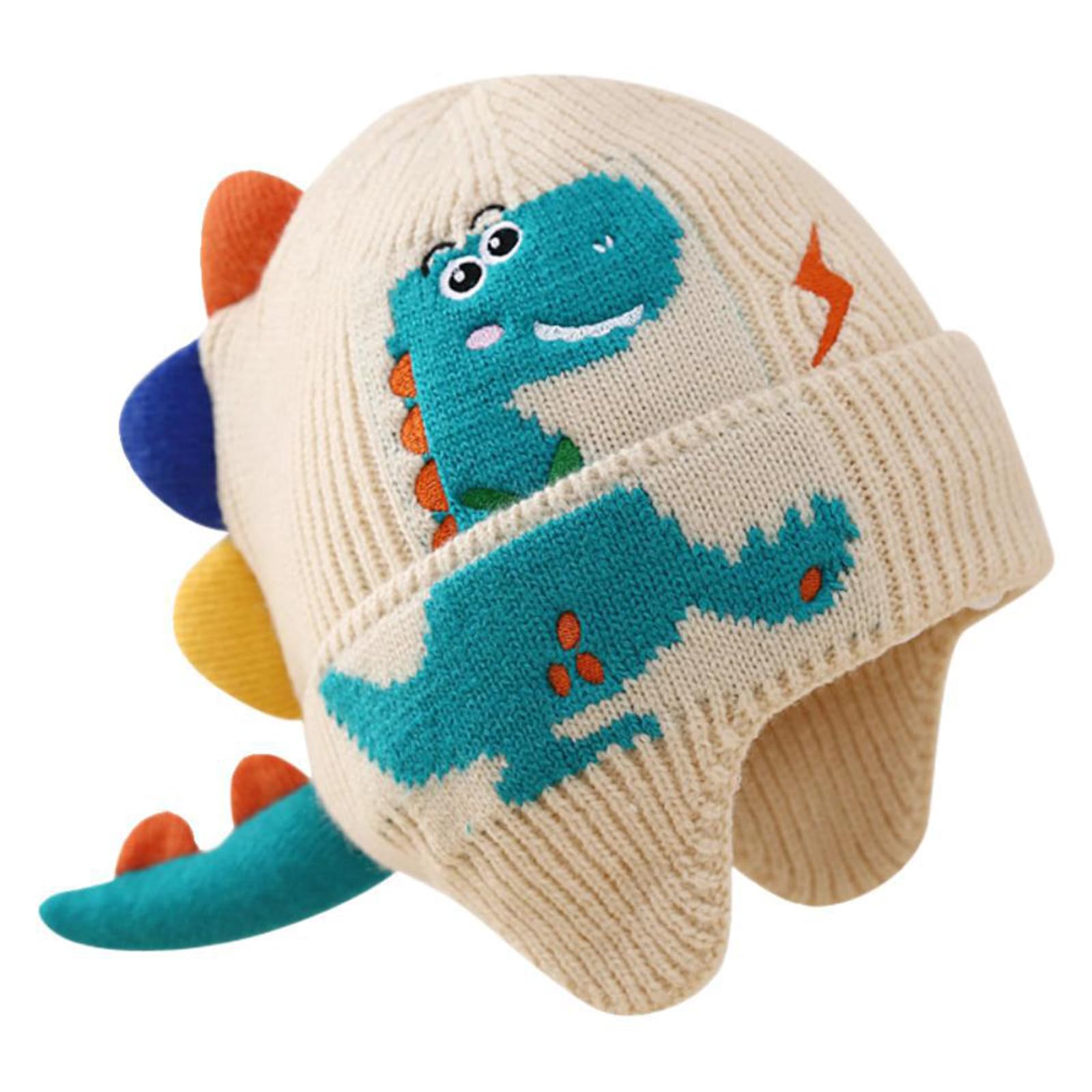 Children's Winter Hat, Warm Children's Hat, Knitted Hat, Windproof, Cute Dinosaur Pattern, Children's Hats, Boys, Soft Knitted Hat, Children, Baby Girls, Pack of 1, beige, 32-40-picture-10