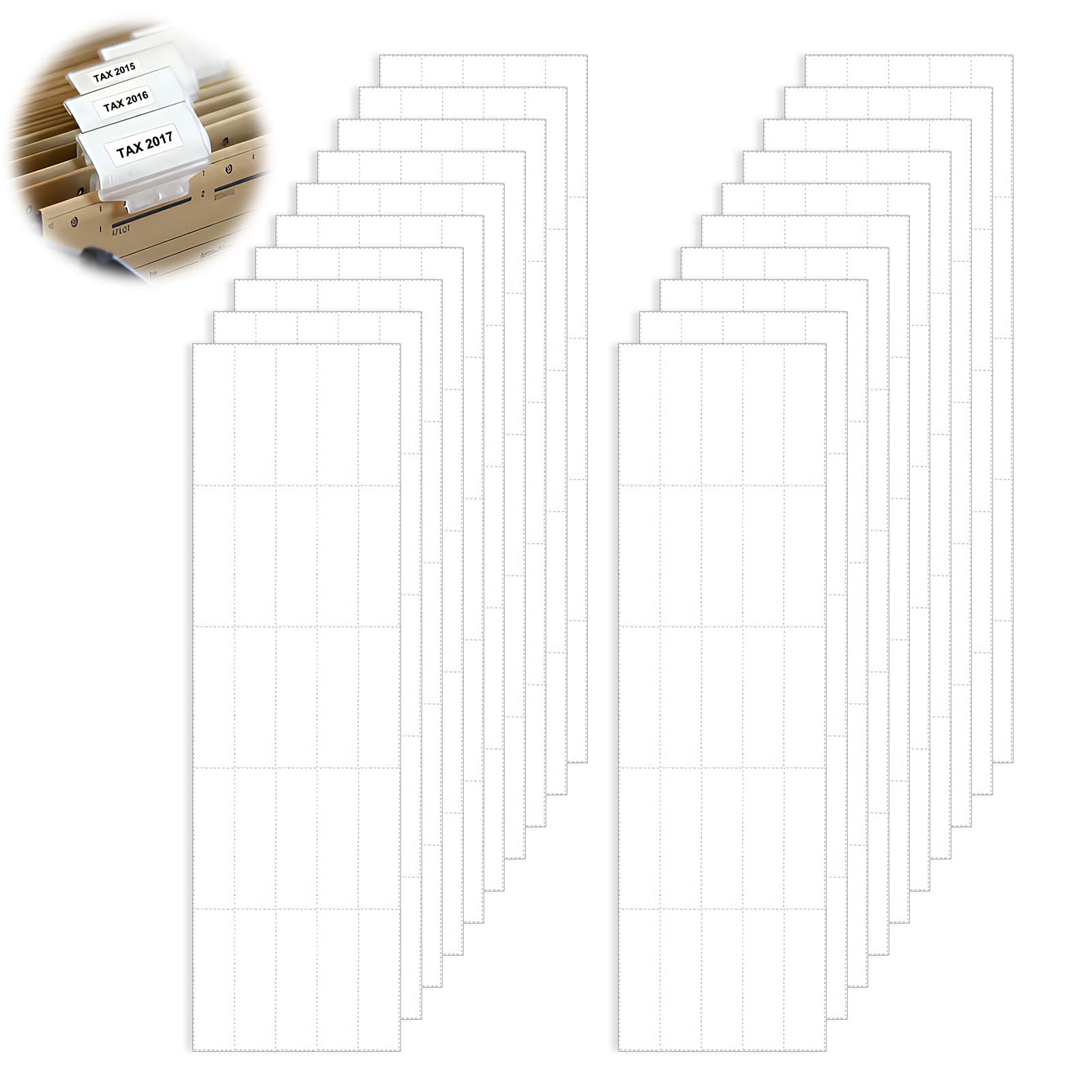 725PCS Suspension File Tabs and Inserts Blank Tab Inserts Paper Tab Inserts Hanging File Filing Cabinet for Office School Desktop File Storage File Classification File Folder Index Dividers White