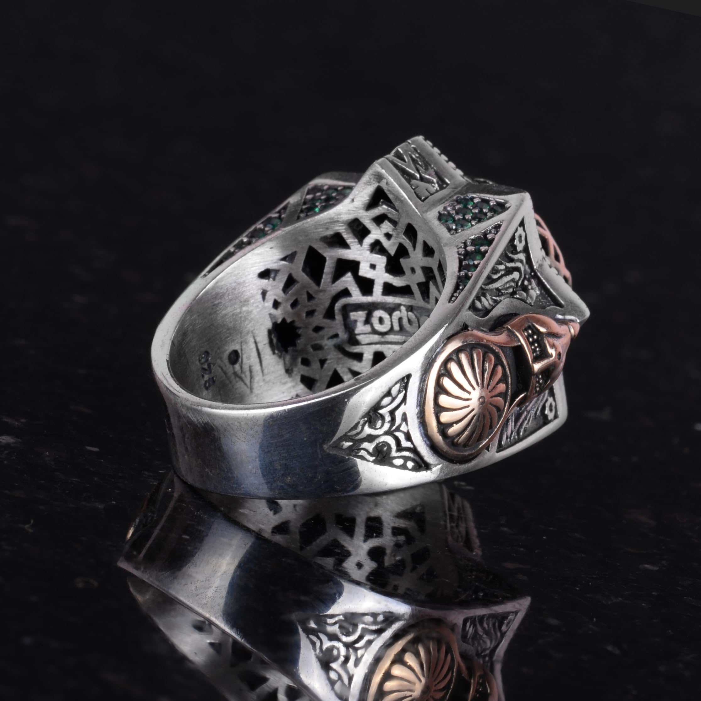 KAMBO Anillo de plata de ley 925 K para hombre, estrella de David, anillo de Salomón (tamaño: 11), plata de ley de bronce, sin piedras preciosas, de Bronce, Sin piedras preciosas