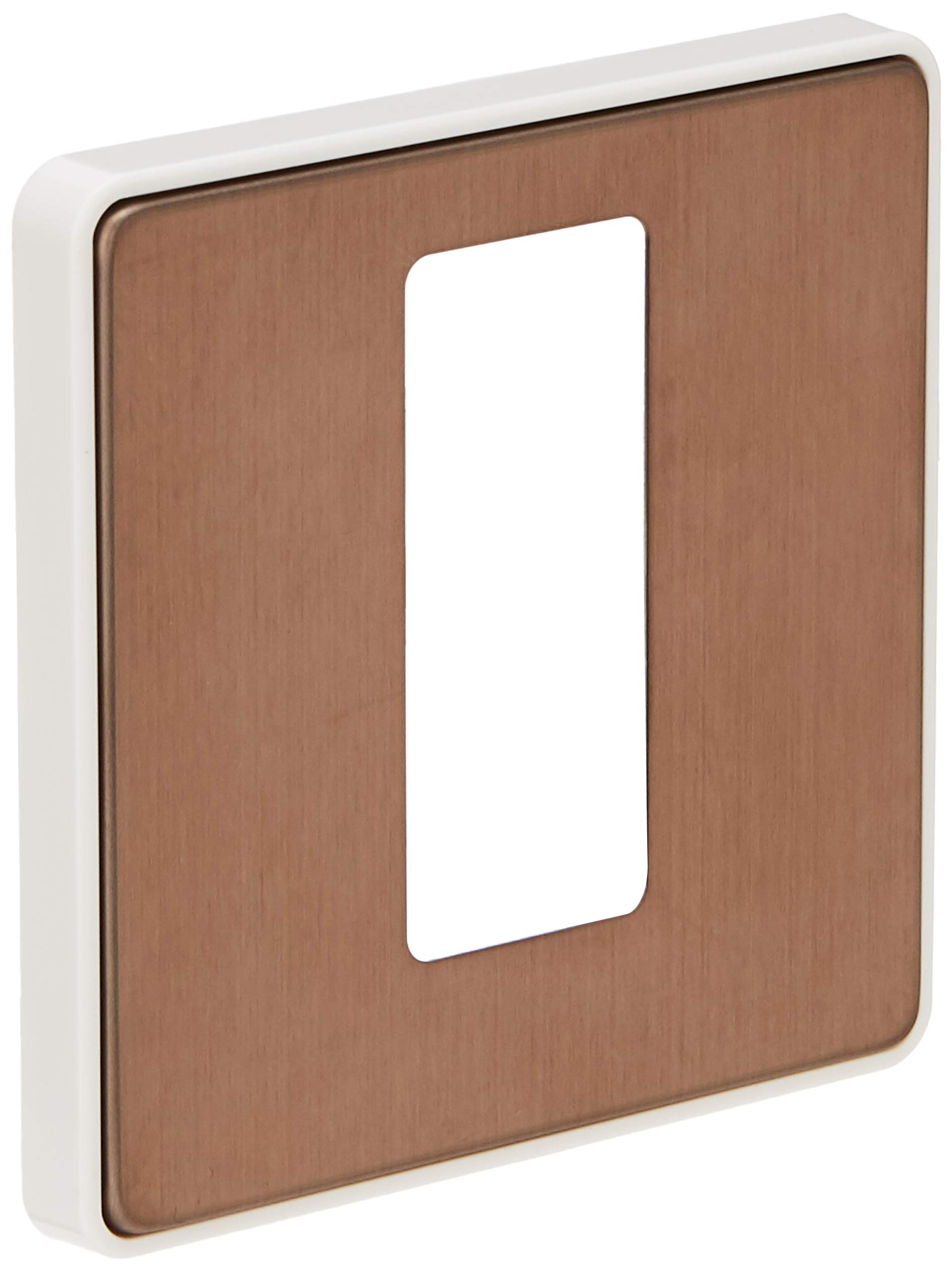 MK Dimensions 1 Gang 32A DP Switch and Neon Bronze Finish Frontplate with a White Trim, Bronze With White Insert