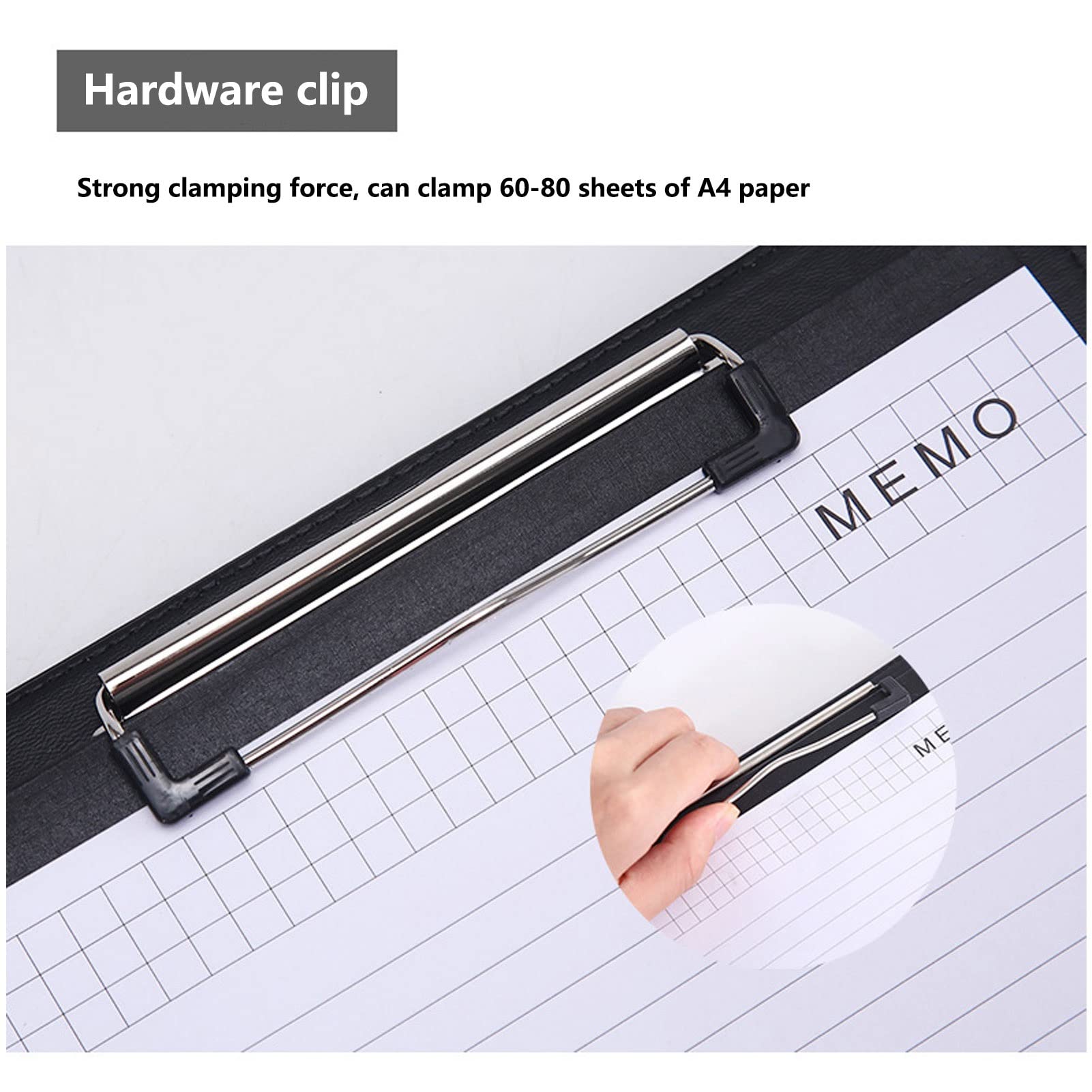 Padfolio A4 zakelijke portemonnee conferentie lederen notitieblok professionele map multifunctionele bestandsmap persoonlijke organizer voor mannen en vrouwen (kleur: zwart, maat: geen rekenmachine
