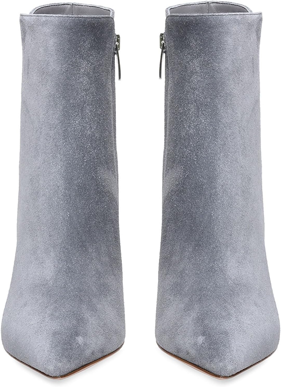 Damskie Szpiczaste Buty Na Szpilce, Proste Jednokolorowe Krótkie Botki Na Imprezę Klasyczne Boczne Zamki Błyskawiczne Skórzane ślubne Randki Sukienka Jesienne Botki, Grey, 10 UK