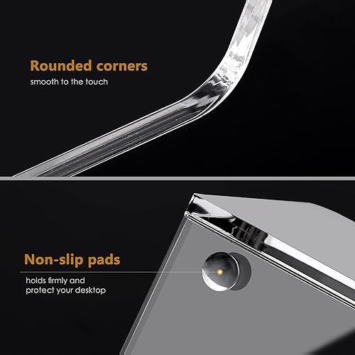 Miniatura 6 de Paquete de 2 soportes acrílicos para archivadores de revistas, organizador de escritorio, revistero, transparente, vertical, 9.45 pulgadas de