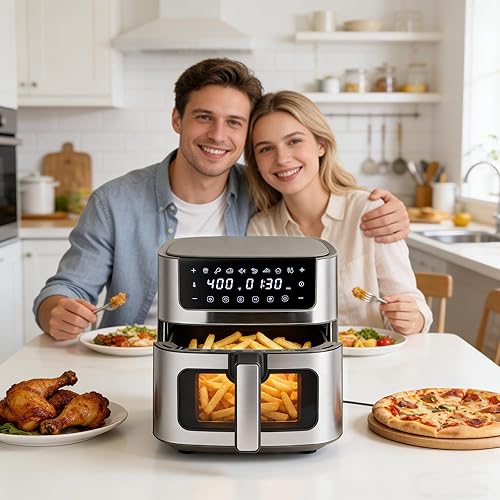 Miniatura 2 de NEWBULIG Air Fryer 6.34QT, Airfryer with Visible Window, 400 Fast Heating Air Fryers Oven with Nonstick and Dishwasher-Safe Basket, 8-in-1 Cooking