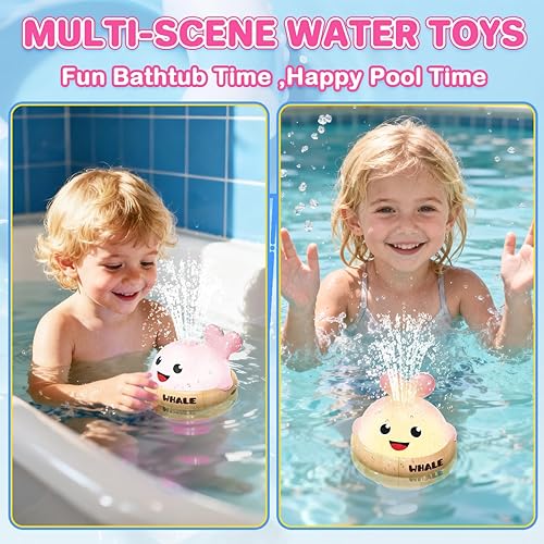 Miniatura 5 de Juguetes de baño iluminados para bebés aspersor de juguete de baño de ballena, juguetes de baño para niños de 1 a 3 años, bañera de agua al aire