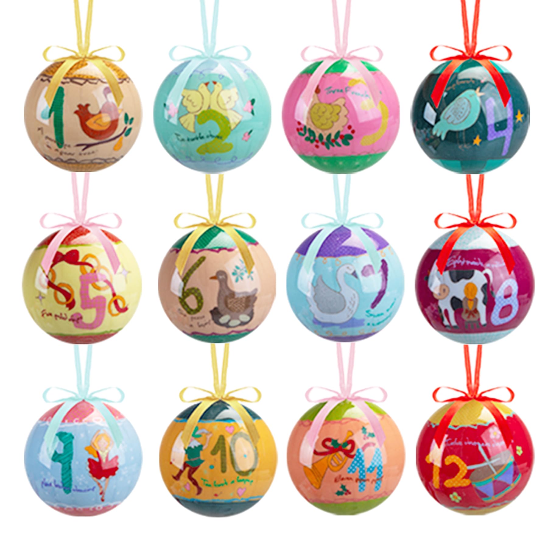 Christmas Shatterproof Baubles 12 Pack 75mm Tree Decoration Bauble In Matching Keepsake Box (12 Days Of Christmas 2847)