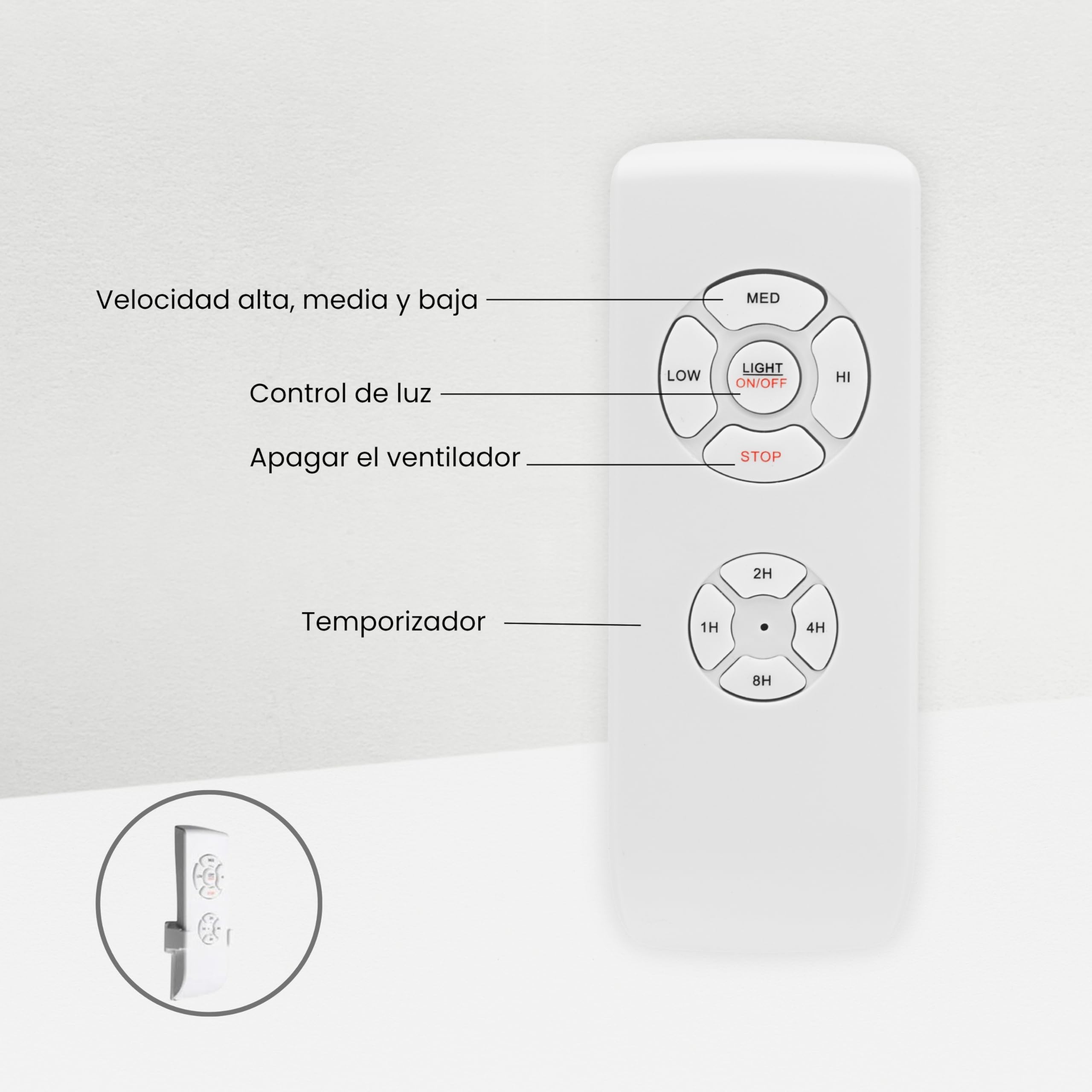 Mando a Distancia Universal para Ventilador de Techo - 3 Velocidades, Control de Luz, Temporizadores - 220V