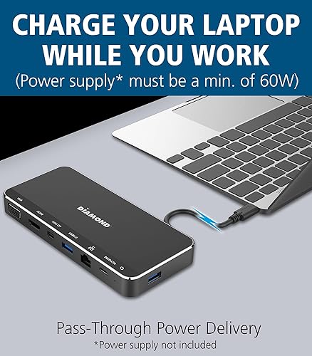 Miniatura 3 de Diamond Multimedia Diamond USB-C 4K - Base de transporte multiflujo con pantalla triple, Mini DP, HDMI, VGA, USB 3.0x2, Gigabit Ethernet. Compatible