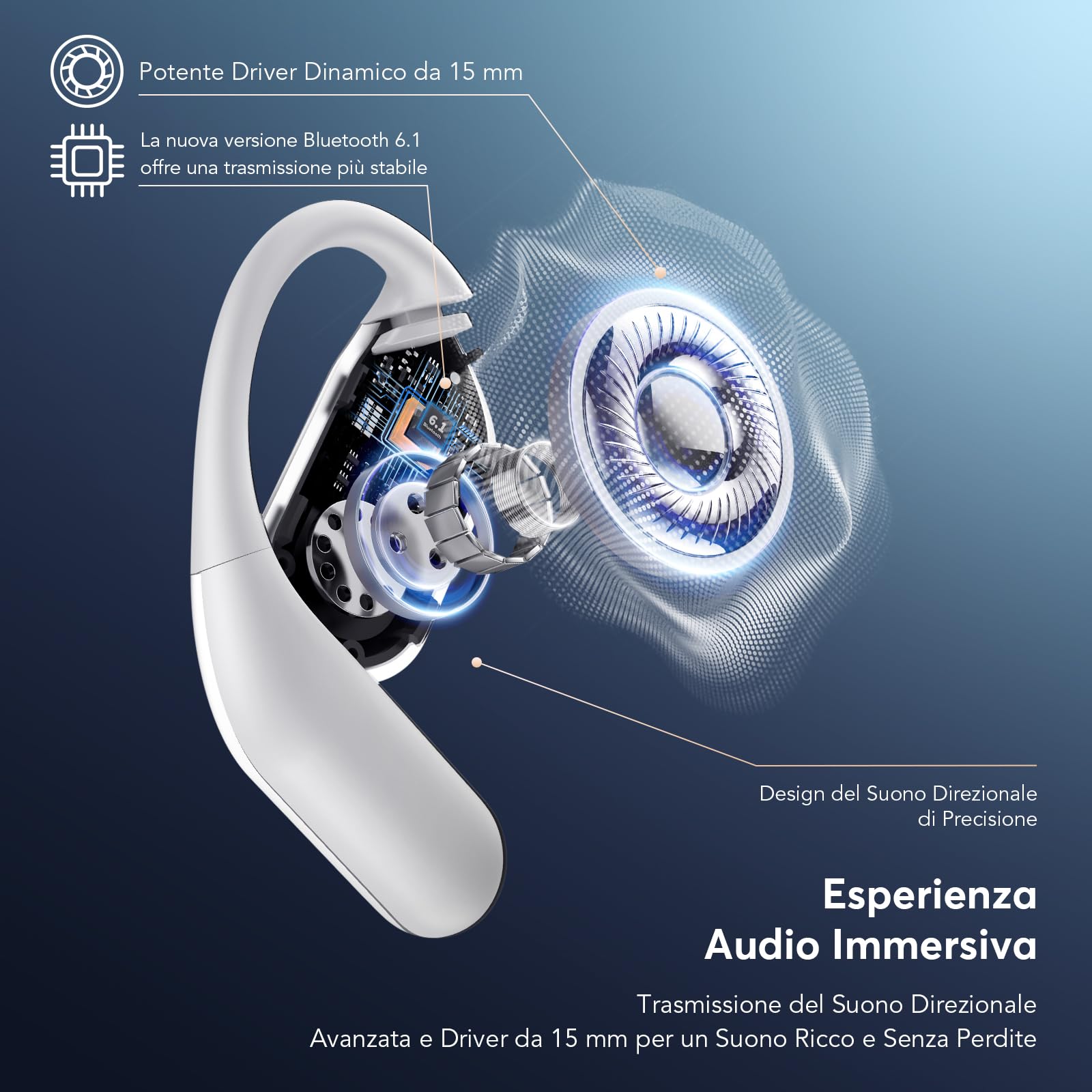 Paekole AI Cuffie Traduzione Simultanea, 2026 Auricolari Bluetooth 6.1 Wireless, 4 in1 Cuffie Traduzione Bluetooth 60 ore con ENC, Auricolari Traduttore Istantaneo 198 Lingue, Bianco Avorio