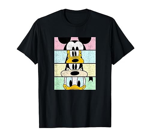 Disney Mickey and Friends Group Comic Panels Distressed T-Shirt