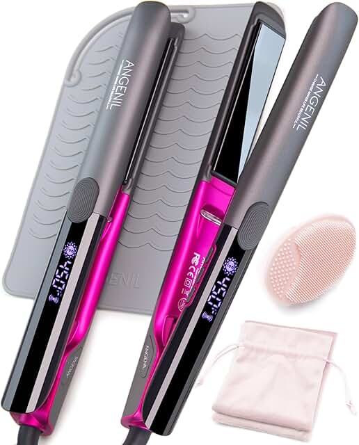 ANGENIL Titanium Hair Straighteners for Women, Heat Mat Hair Straightene...