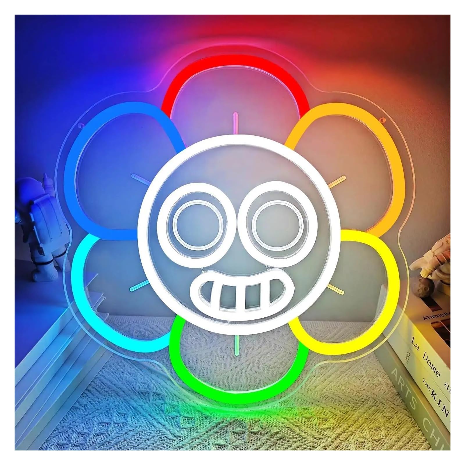Insegna al Neon Insegna Al Neon Con Sorriso Dei Cartoni Animati, Luce Al Neon Per Decorazioni Da Parete Per Fan Dei Giochi Horror, Camera Da Letto Carina 31x31.5cm