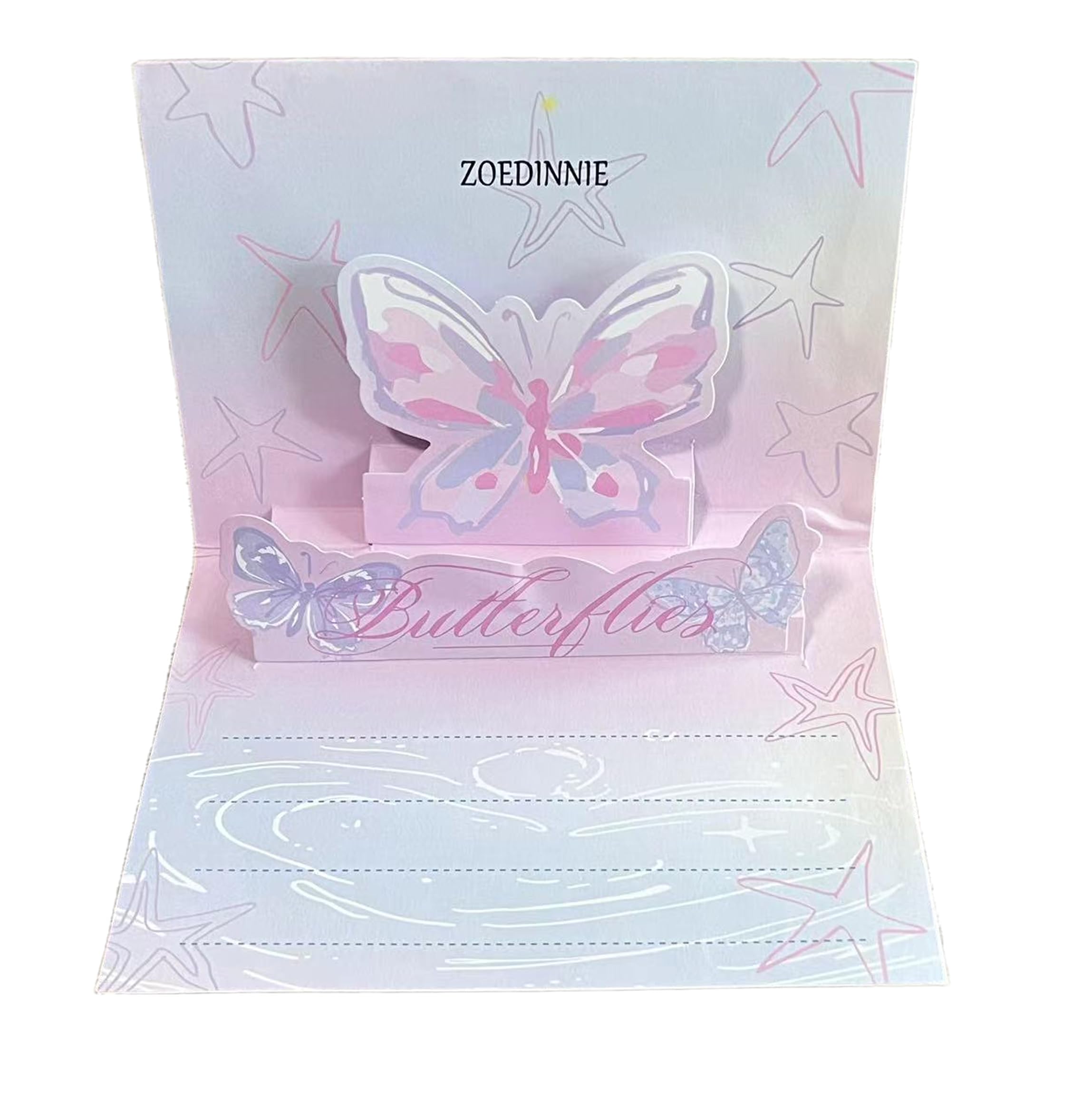 ZOEDINNIE Pop Up Butterfly Birthday Card for Teen Girl, Kids, Teenage Girls Gifts Ideas 12-14, Pink Purple